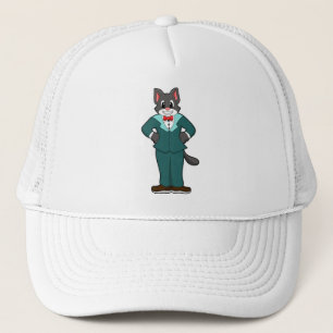 Casquette Chat en tenue de marié avec costume et ruban