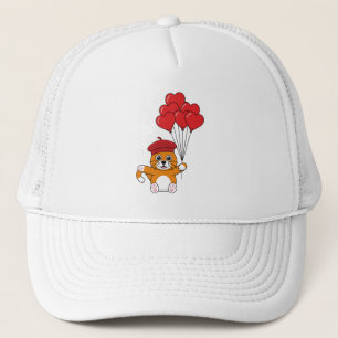 Casquette Chat mignon avec Ballons de Coeur Rouge
