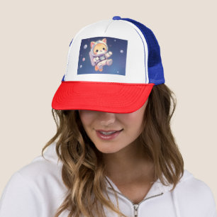 Casquette Chat mignon dans l'espace