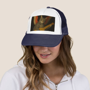 Casquette Chat musicien ailé jouant du luth Art