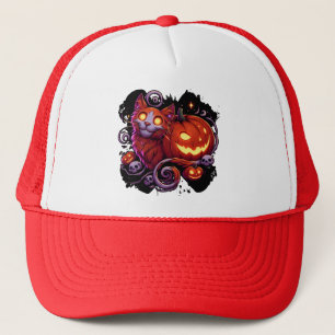 Casquette Chat mystique et Citrouilles brillants
