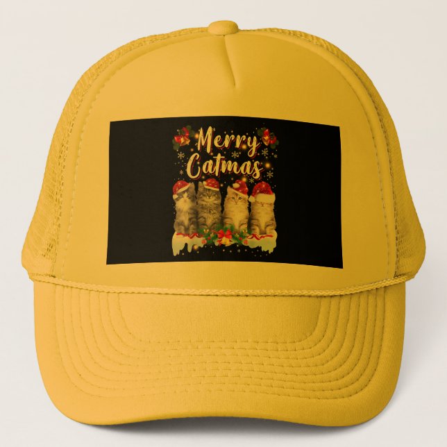 Casquette Chat Noël Santa Hat Funny Joyeux Noël (Devant)
