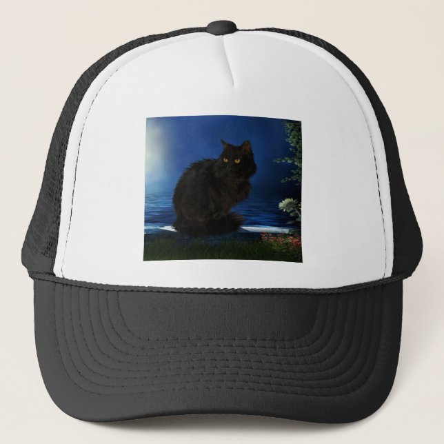 Casquette Chat noir chat animal domestique noir (Devant)