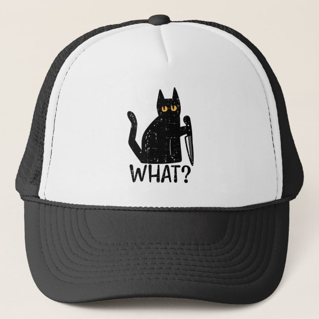 Casquette Chat Noir Quel Couteau Drôle animal meurtrier d'Ha (Devant)
