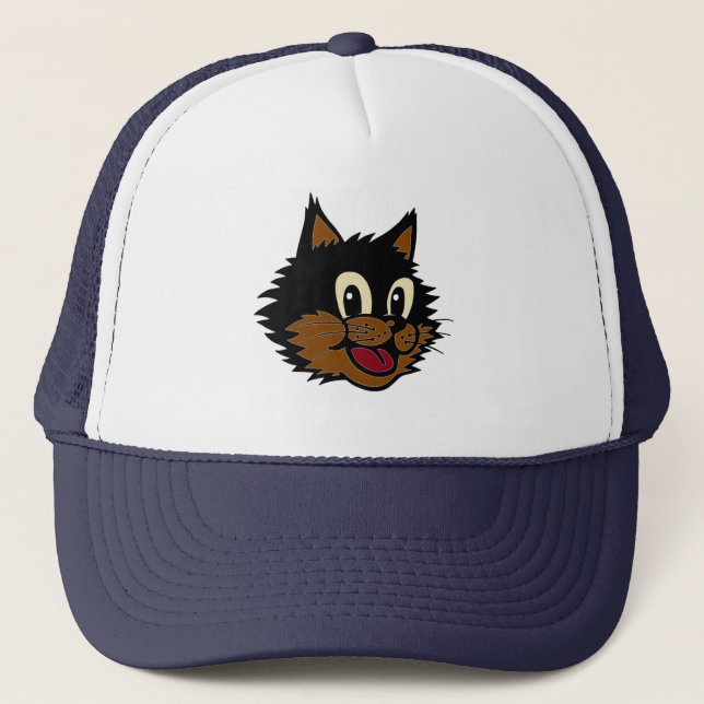 CASQUETTE CHAT NOIR TRÈS SOURIANT ET BROWN À COURSE NEUVE (Devant)