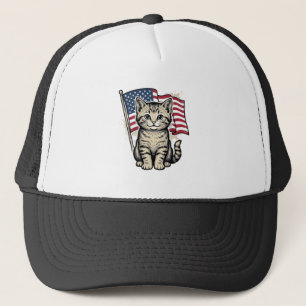 Casquette Chat patriotique avec drapeau américain vecteur vi