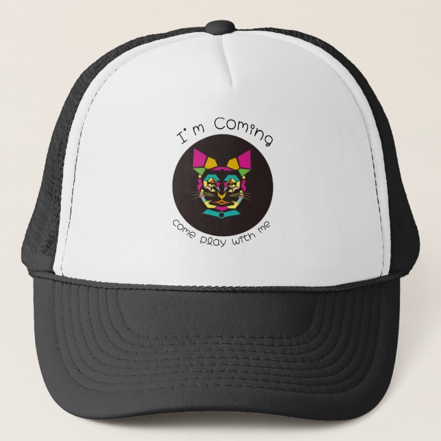 Casquette chat pop art (Devant)