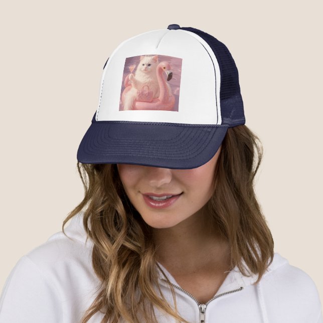 Casquette Chat Princesse Luxe sur Flotteur de Piscine Flaman (En situation)