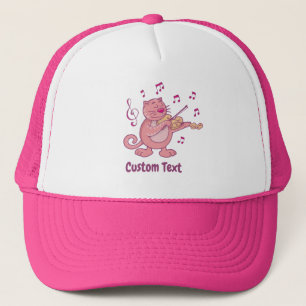 Casquette Chat rose avec chapeau de camionneur de violon