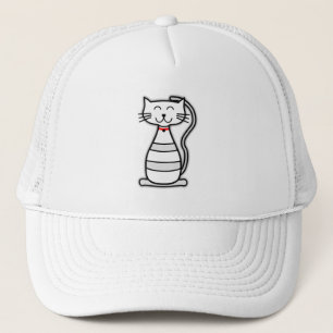 Casquette chat rouge gris noir heureux blanc dessin animé ki