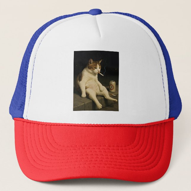 Casquette Chaton Cigarette Drôle Chat Fumeur Mème Génération (Devant)