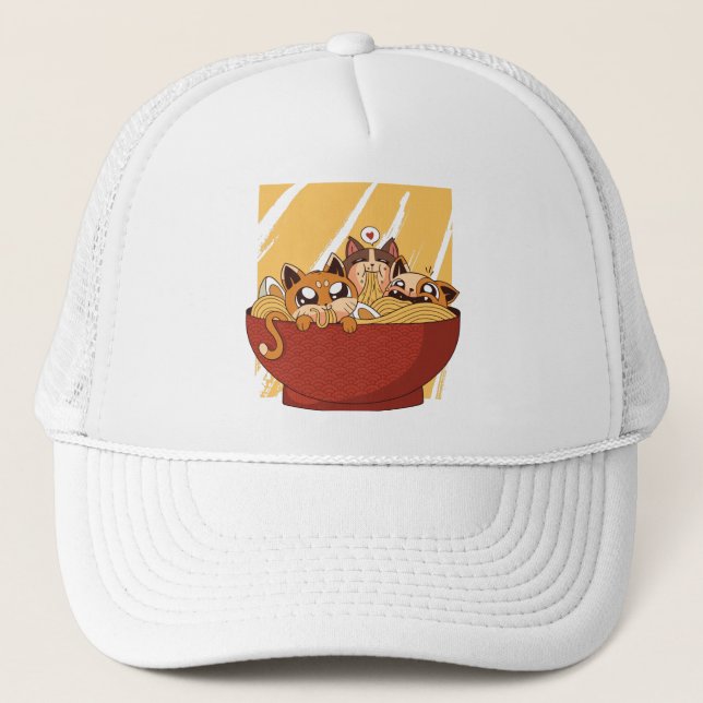 Casquette Chatons Ramen Drôles (Devant)