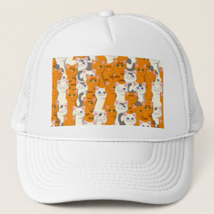 Casquette Chats blancs et gingembre motif yeux verts yeux bl
