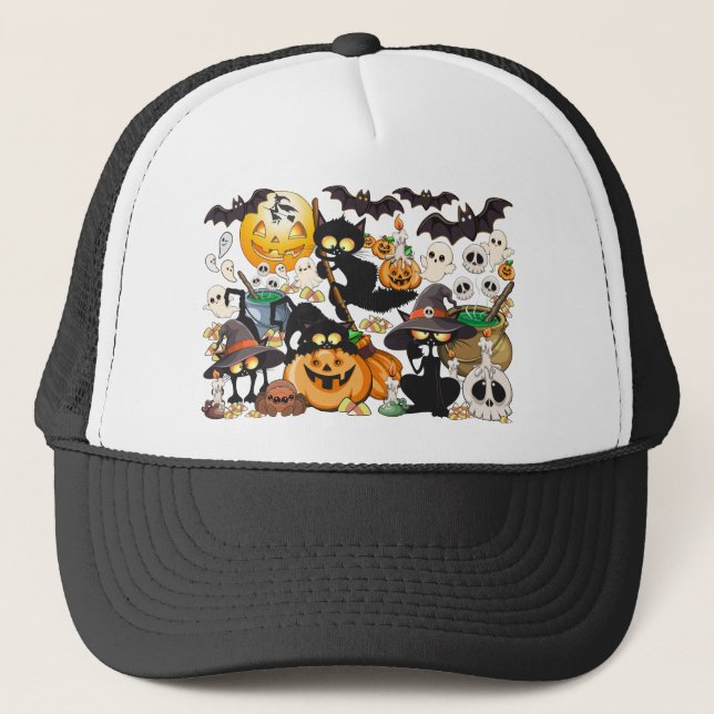 Casquette Chats drôles de Halloween Fête (Devant)