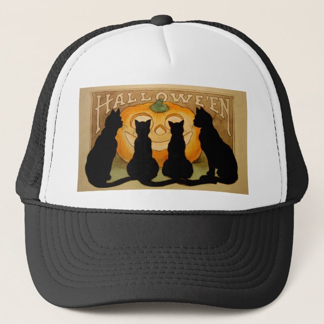 Casquette Chats noirs et un Jack O'Lantern (Devant)