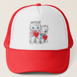 Casquette Chats rétro de la Saint-Valentin, chaton mignon vi