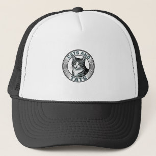 Casquette Chats Rétro et Tatouages Gravure Design de Chat_1