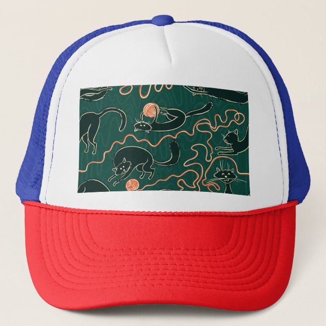 Casquette Chats Vintages : Doodle Motif transparent (Devant)