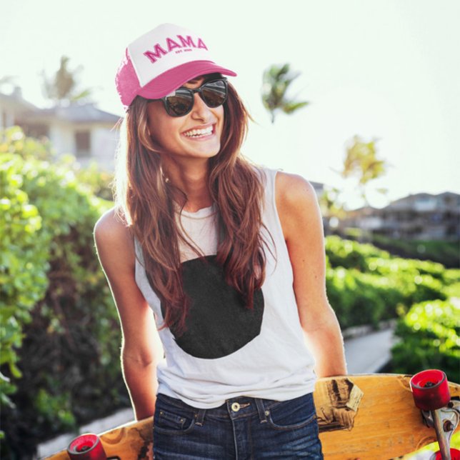 Casquette Chaud Rose Sport Style Outline Mama (Sporty Mama Hot Pink Trucker Hat)