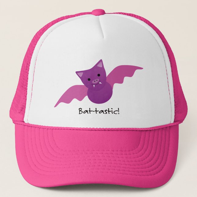 Casquette Chauve-souris rose et drôle (Devant)