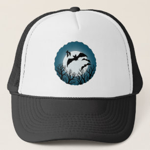 Casquette Chauves-souris et arbres contre la lune
