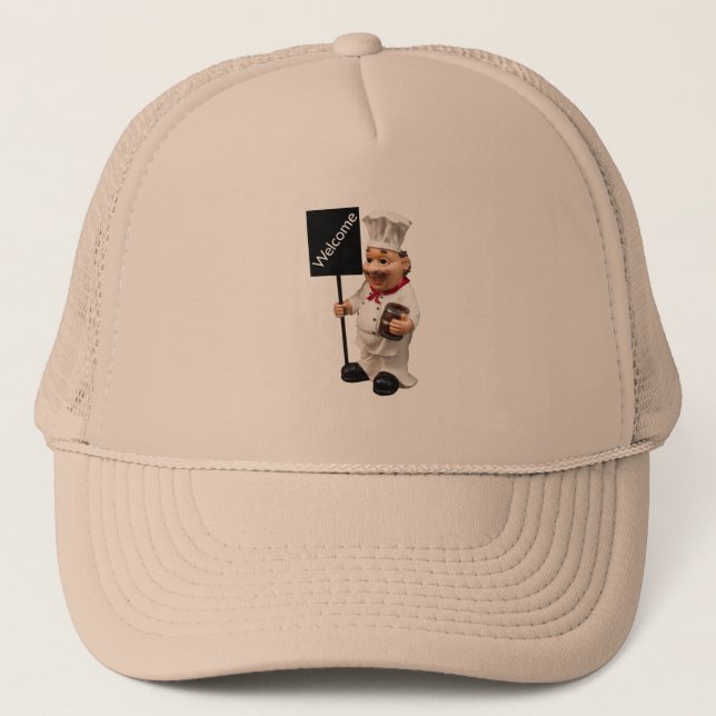 Casquette Chef cuisinier - Carte de menu BIENVENUE (Devant)