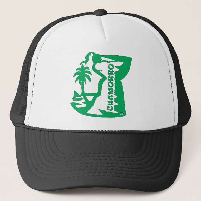 Casquette Chef tenant une pierre de latte.  Joint de la Guam (Devant)