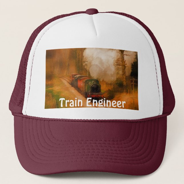 Casquette Chemin de fer Enthousiaste Steam Train Engineer Se (Devant)