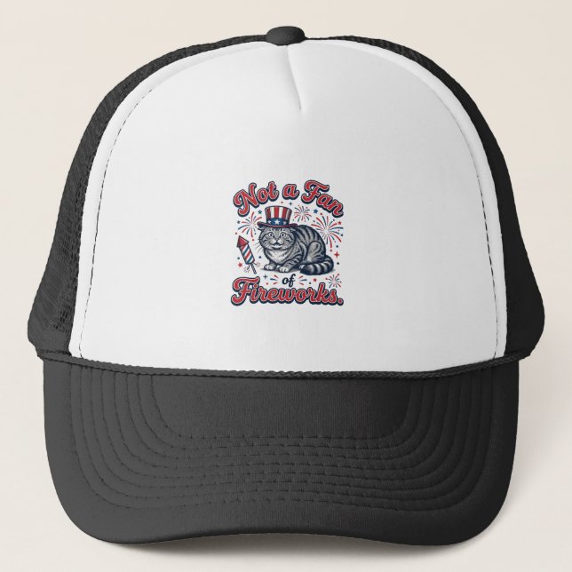 Casquette Chemise Chat Effrayé Pas Fan de Feux d'Artifice (2 (Devant)
