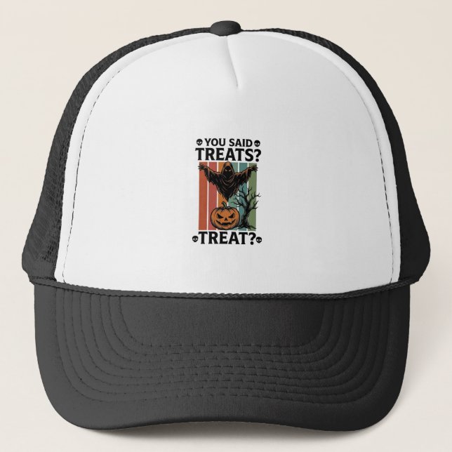 Casquette Chemise Halloween Fantôme avec Pun de friandise ef (Devant)