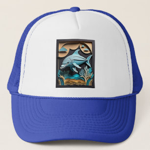 Casquette Chemise T-shirt à motif de dauphin en art papier 3