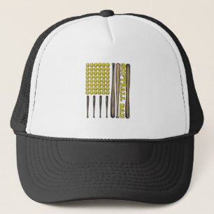 Casquette Chemise vectorielle vintage bat et balle de softba