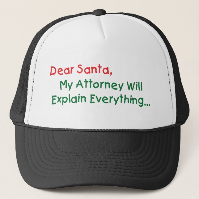 Casquette Cher Père Noël, Mon Avocat Expliquera - Drôle de N (Devant)