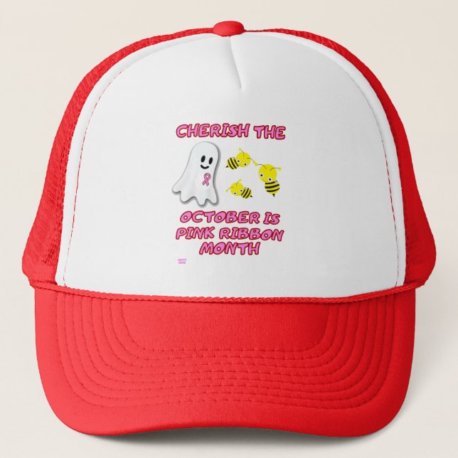 Casquette "CHERISH THE BOO BEES" drôle Ruban rose (Devant)