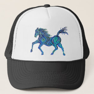 Casquette Cheval bleu peint