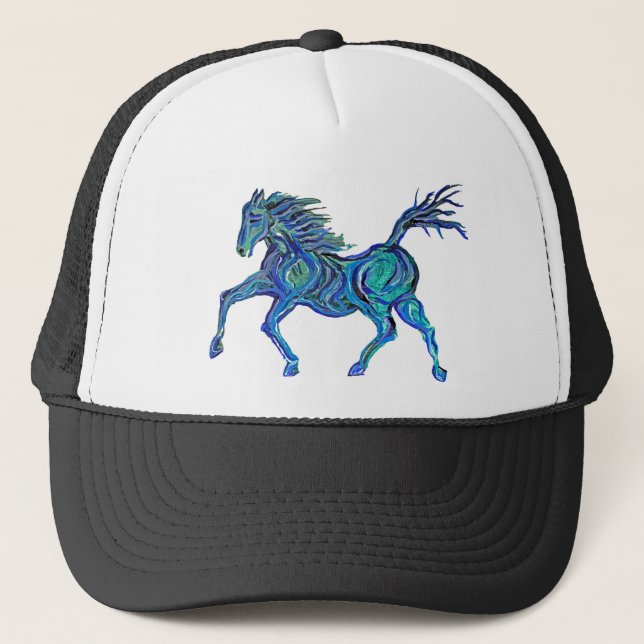 Casquette Cheval bleu peint (Devant)
