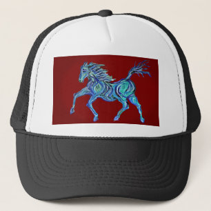 Casquette Cheval bleu peint