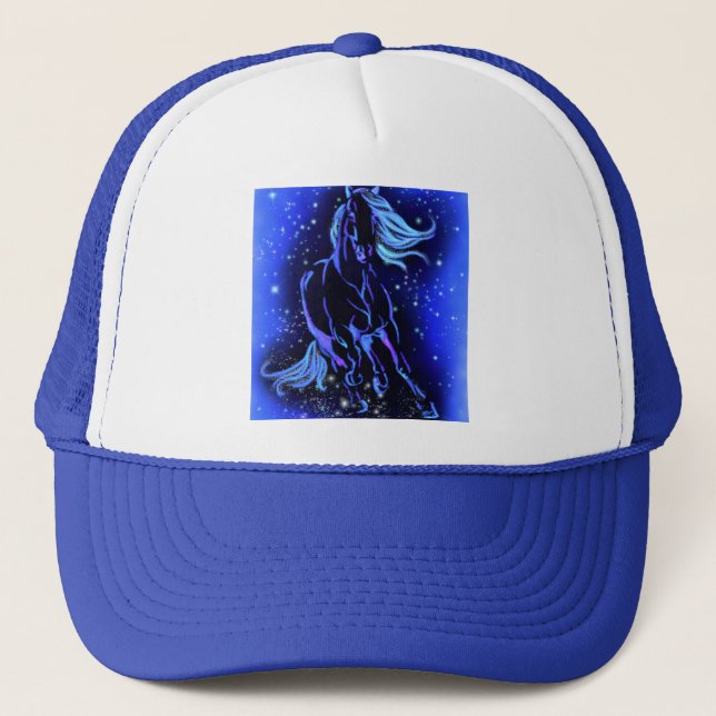 Casquette Cheval Bleu Trucker Hat Courant La Nuit (Devant)