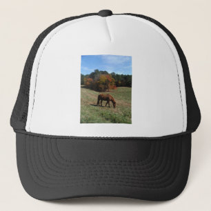 Casquette Cheval Brown avec arbres à automne