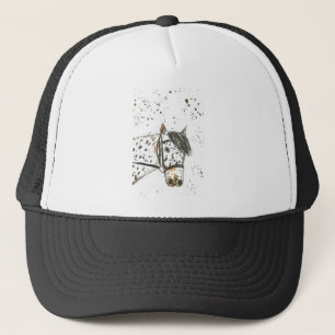 Casquette Cheval d'animal d'aquarelle noir et blanc