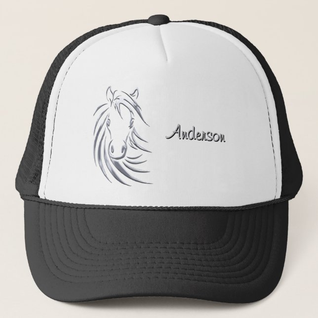 Casquette Cheval d'argent tête sur le script personnalisé no (Devant)