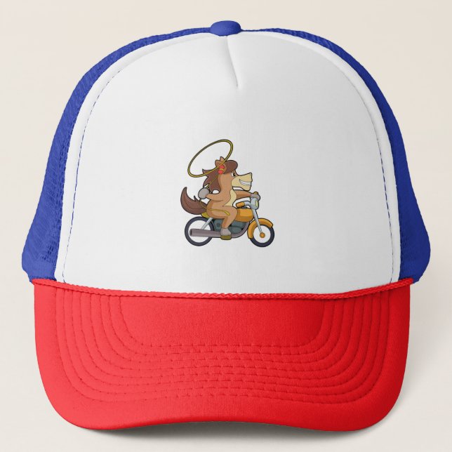 Casquette Cheval en Cowboy avec Lasso & Motorcycle (Devant)