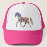 Casquette Cheval Girly coloré d'imaginaire<br><div class="desc">Belles couleurs d'arc-en-ciel sur ce cheval d'imaginaire avec les rayures de tourbillonnement.</div>