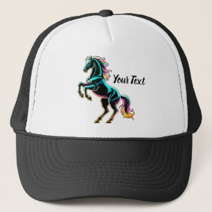 Casquette Cheval Lumière Néon Effet de Glitch Style Rétro