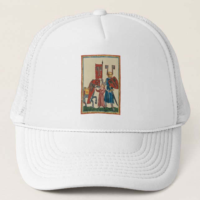 Casquette Chevalier et écureuil, Art médiéval du XIVe siècle (Devant)
