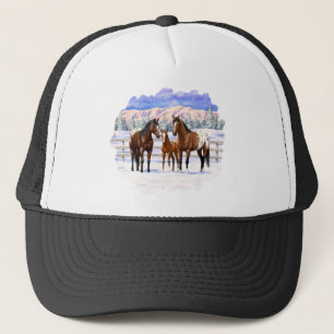 Casquette Chevaux Appaloosa De Baie Brown En Neige