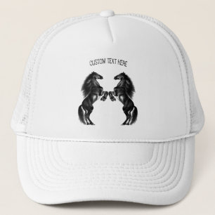 Casquette Chevaux sauvages noirs droits - Ajouter votre text