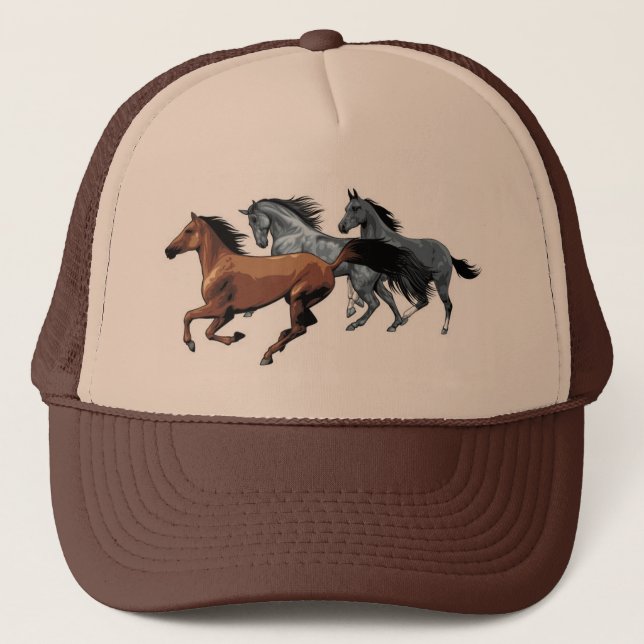 Casquette chevaux vecteurs courant sauvage brun gris noir (Devant)
