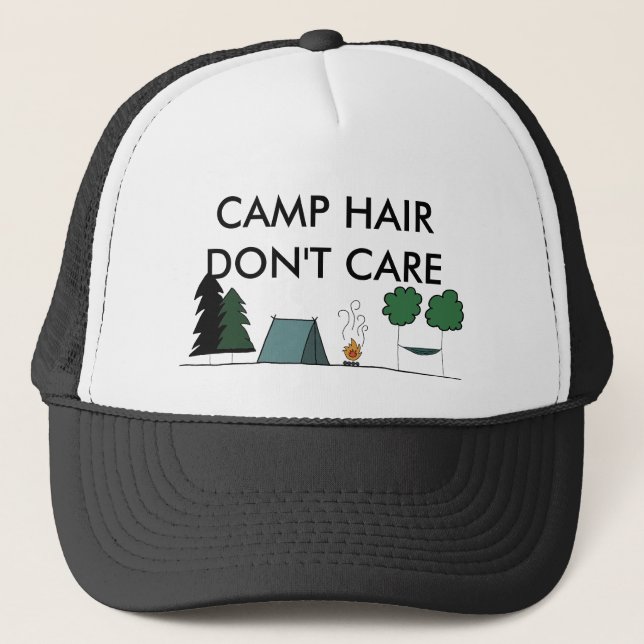 Casquette Cheveux de camping, on s'en fiche (Devant)