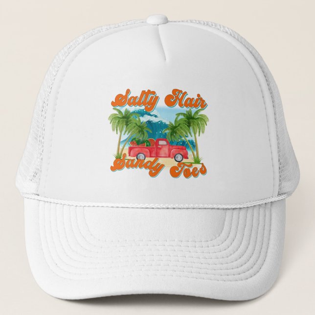 Casquette Cheveux salés, orteils de sable | Île tropicale (Devant)